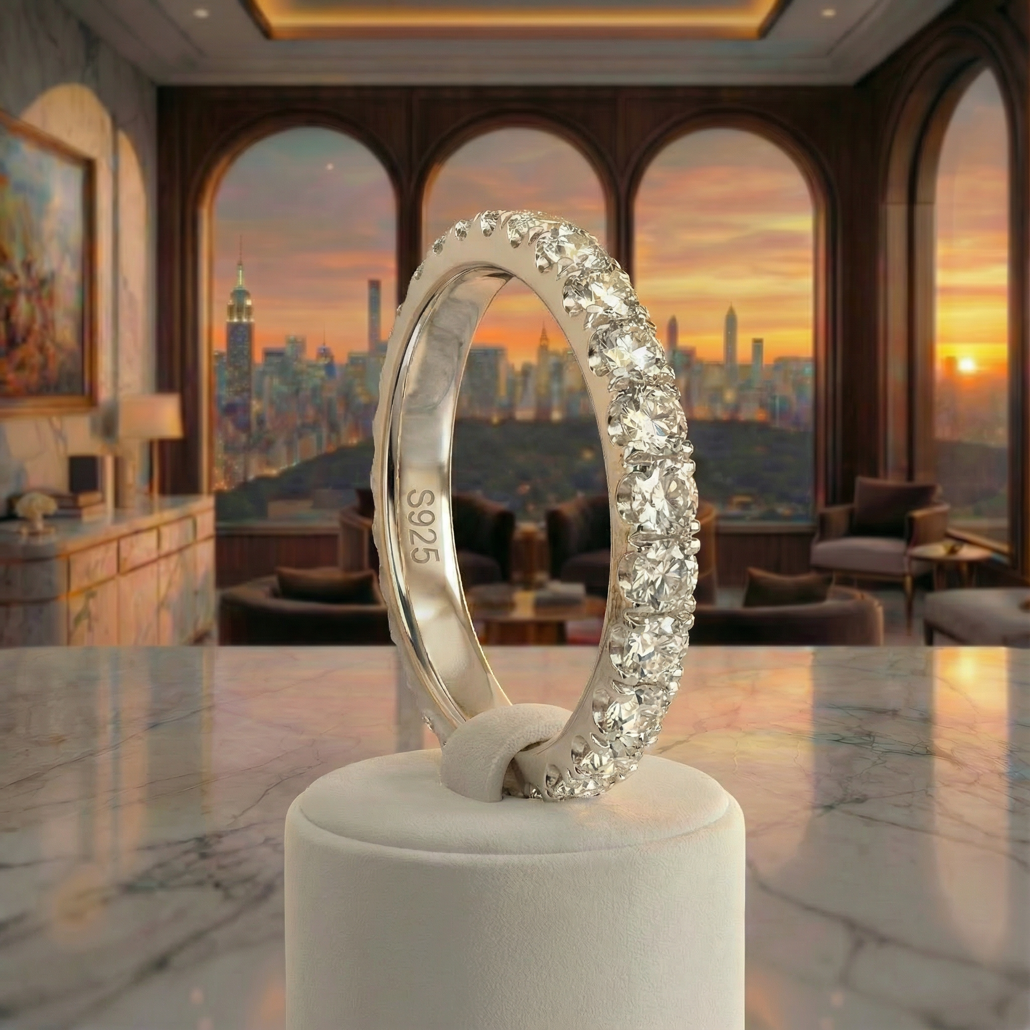 Anello Firmamento Aurora in argento con pavé continuo di zirconi brillanti