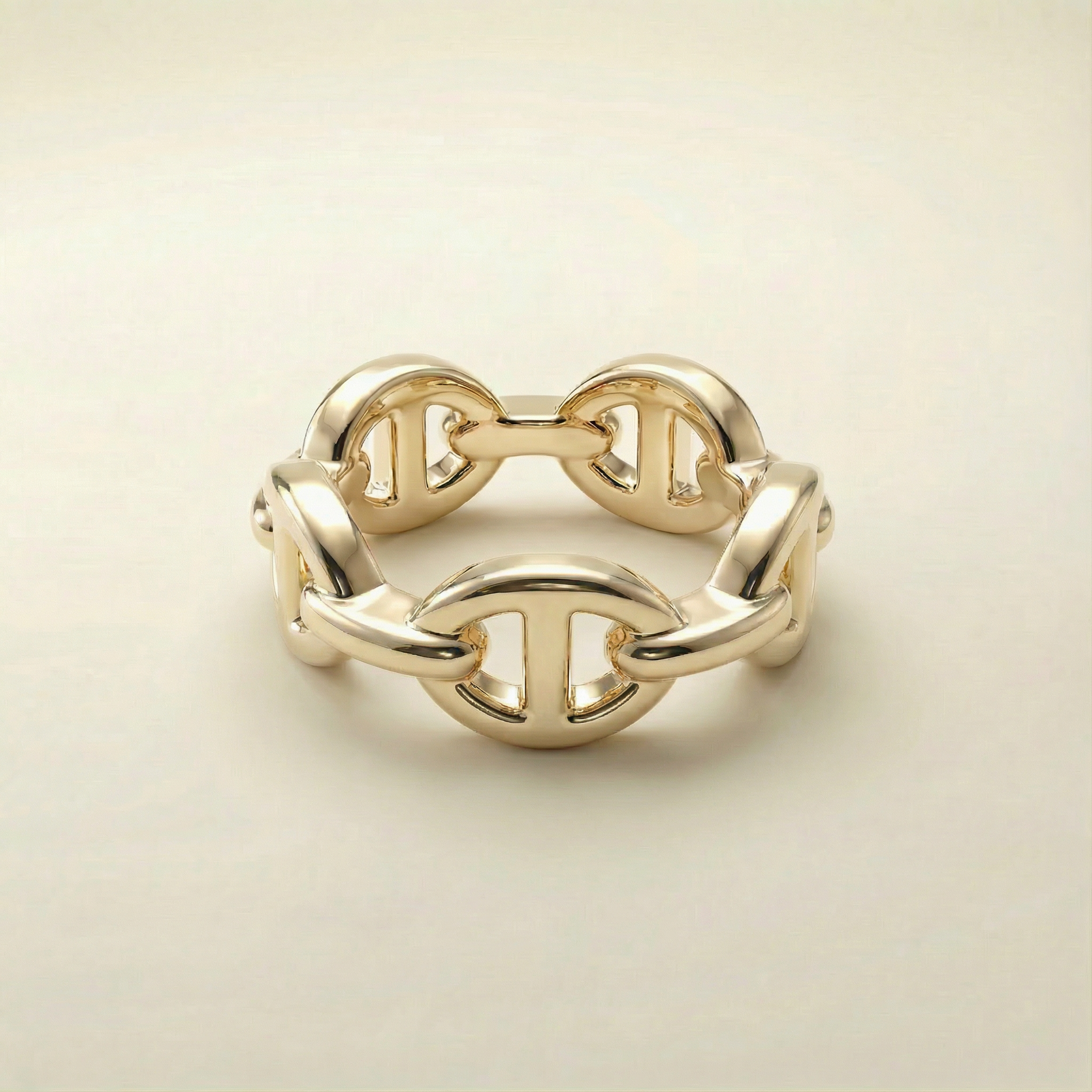 Anello Maglia Eterna placcato oro 18k con design a maglia liscia