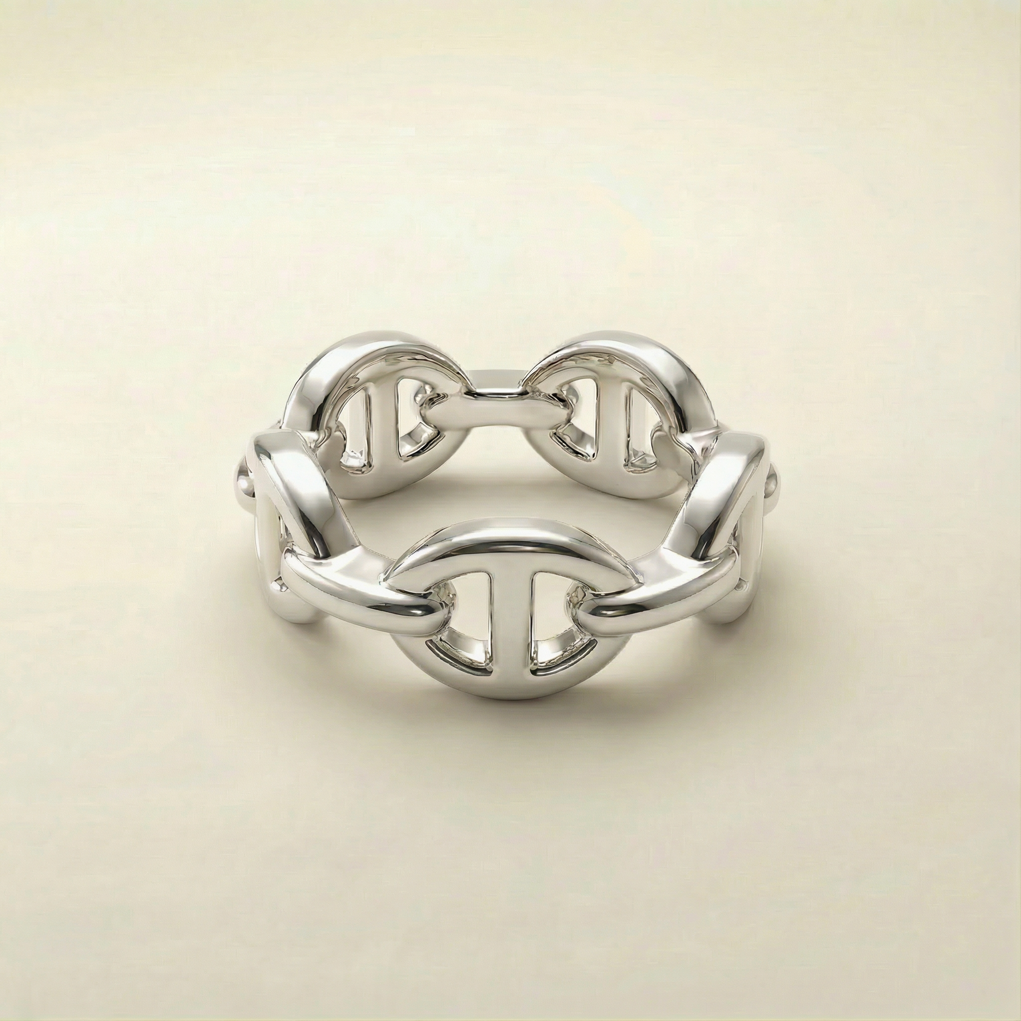 Anello Maglia Eterna placcato argento con design a maglia liscia