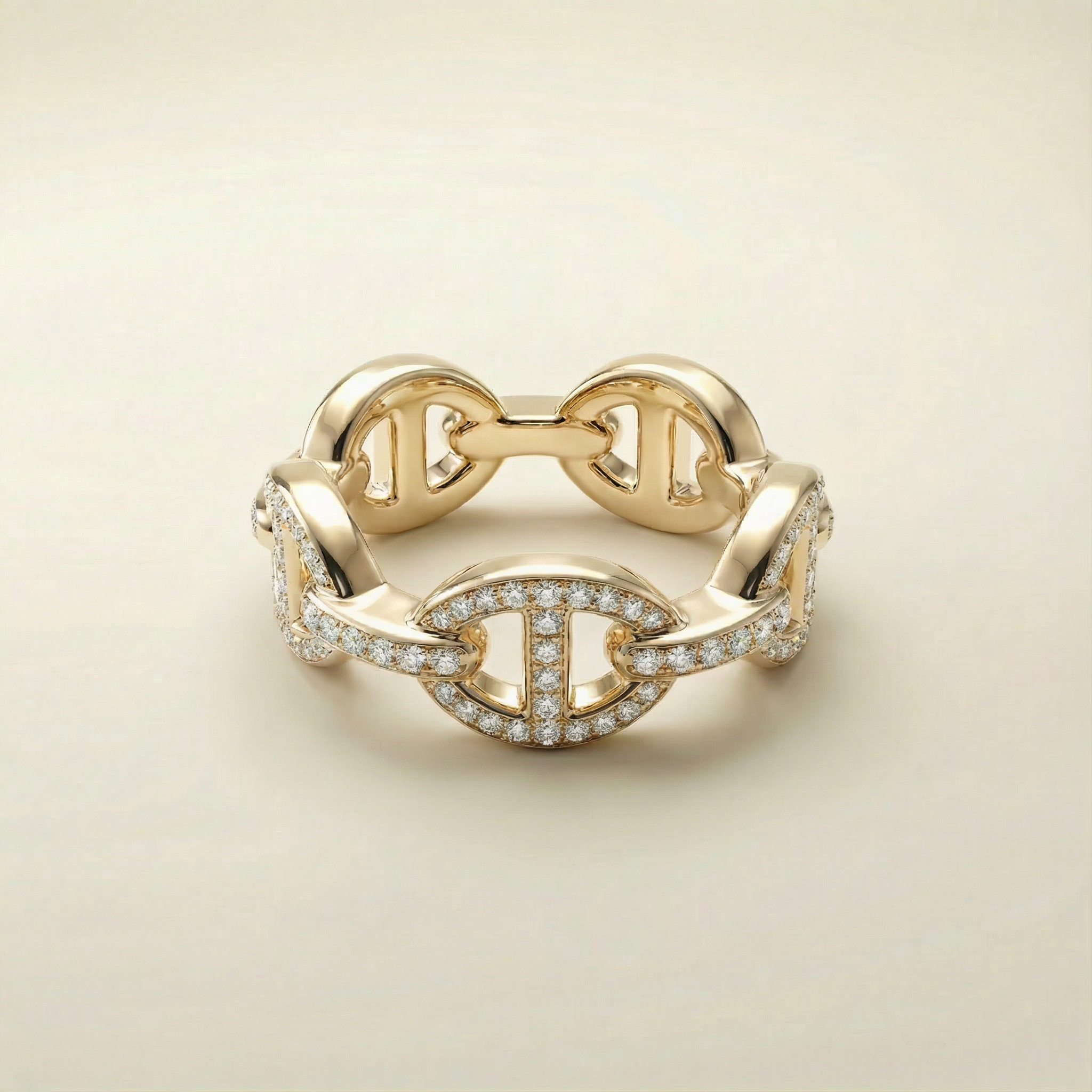 Anello Maglia Eterna placcato oro 18k con maglie e zirconi pavé