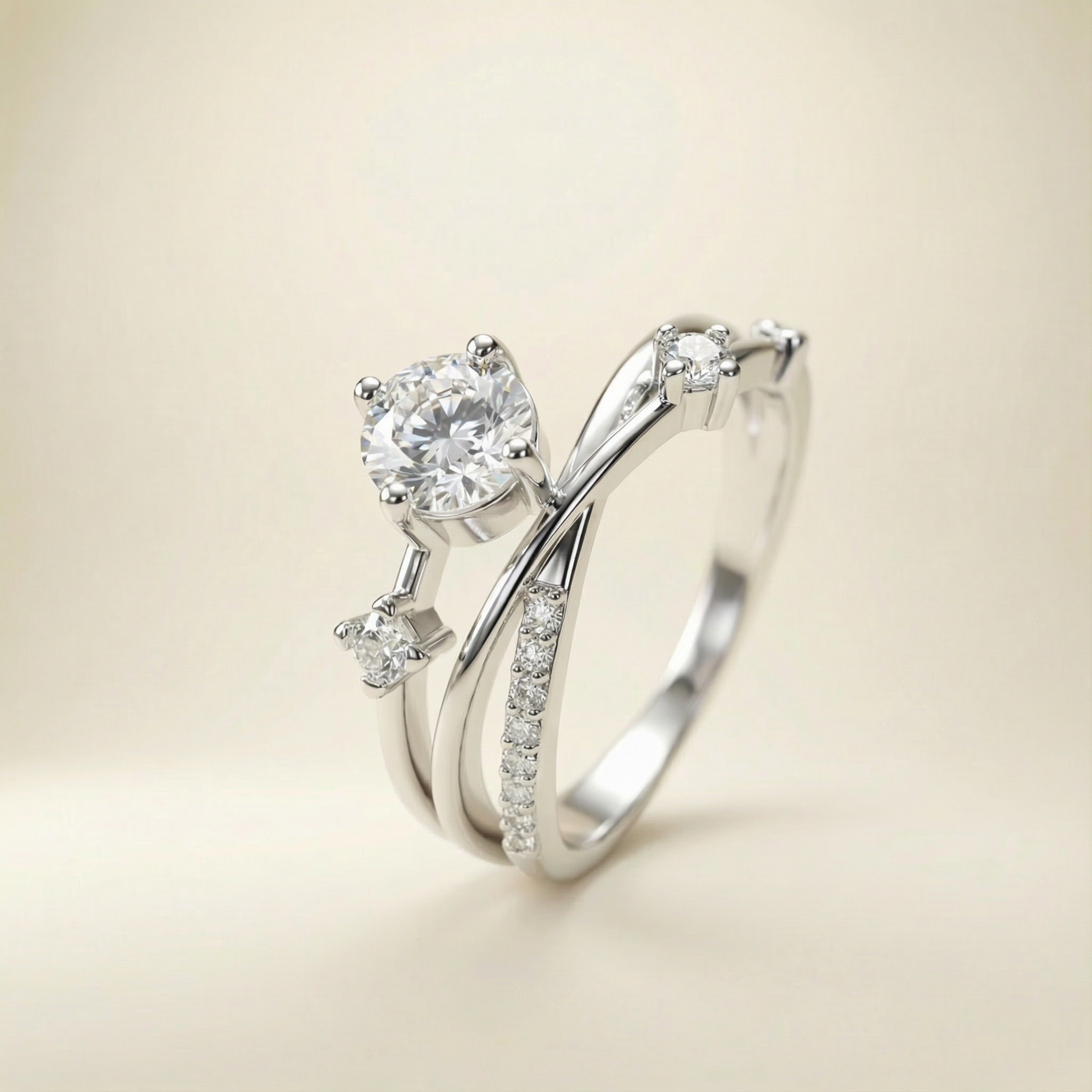 Anello Promessa Eterna placcato argento con design a doppia fascia