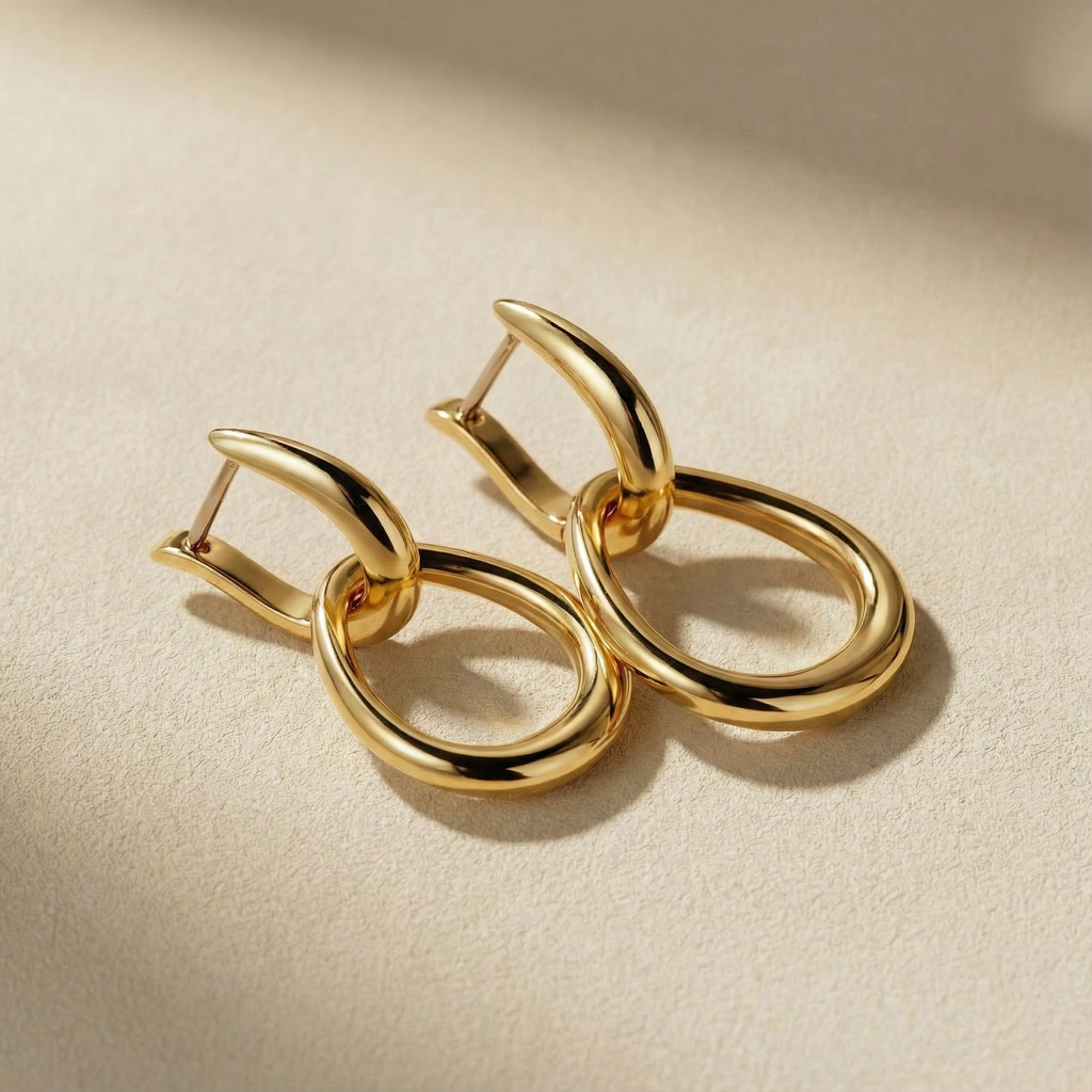 Orecchini Etere Essenza placcati oro 18k con design a doppio ovale