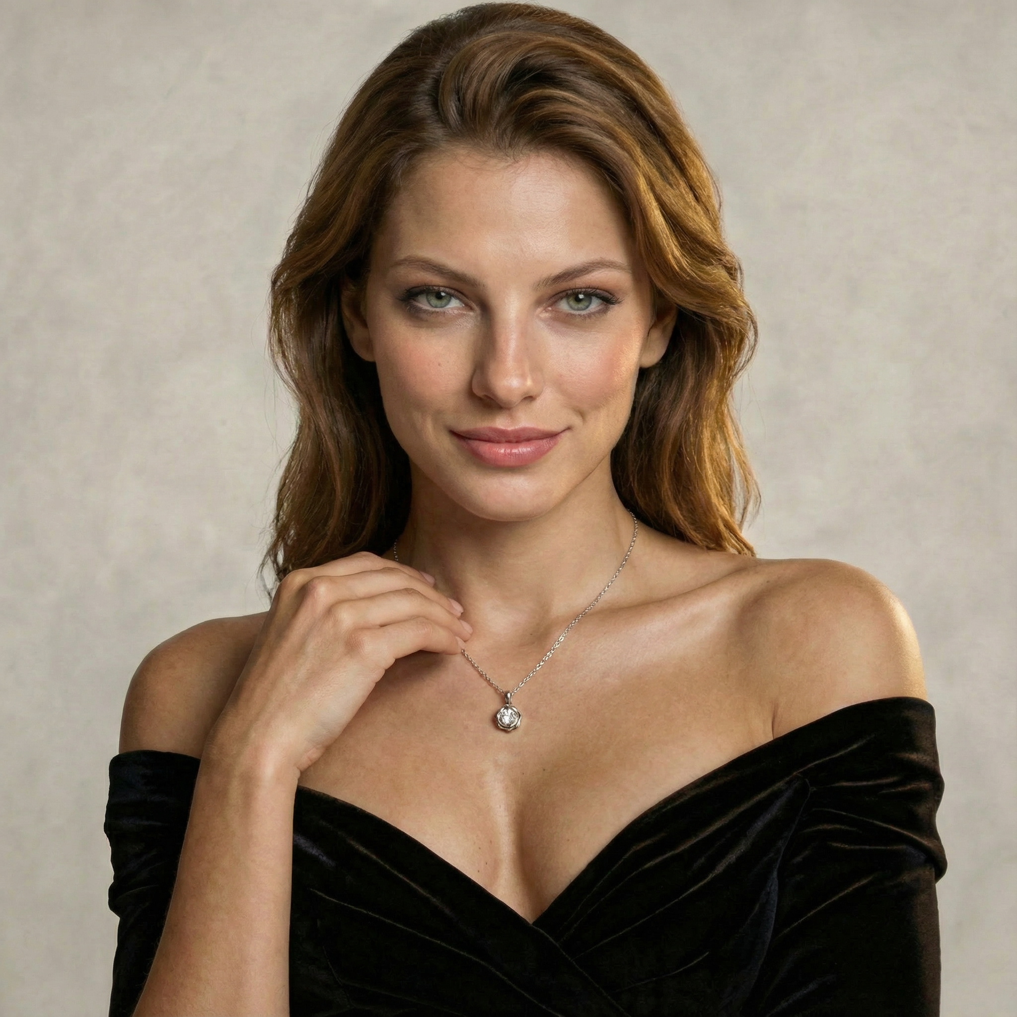 Collana Bocciolo Aurora placcata argento indossata con pendente luminoso