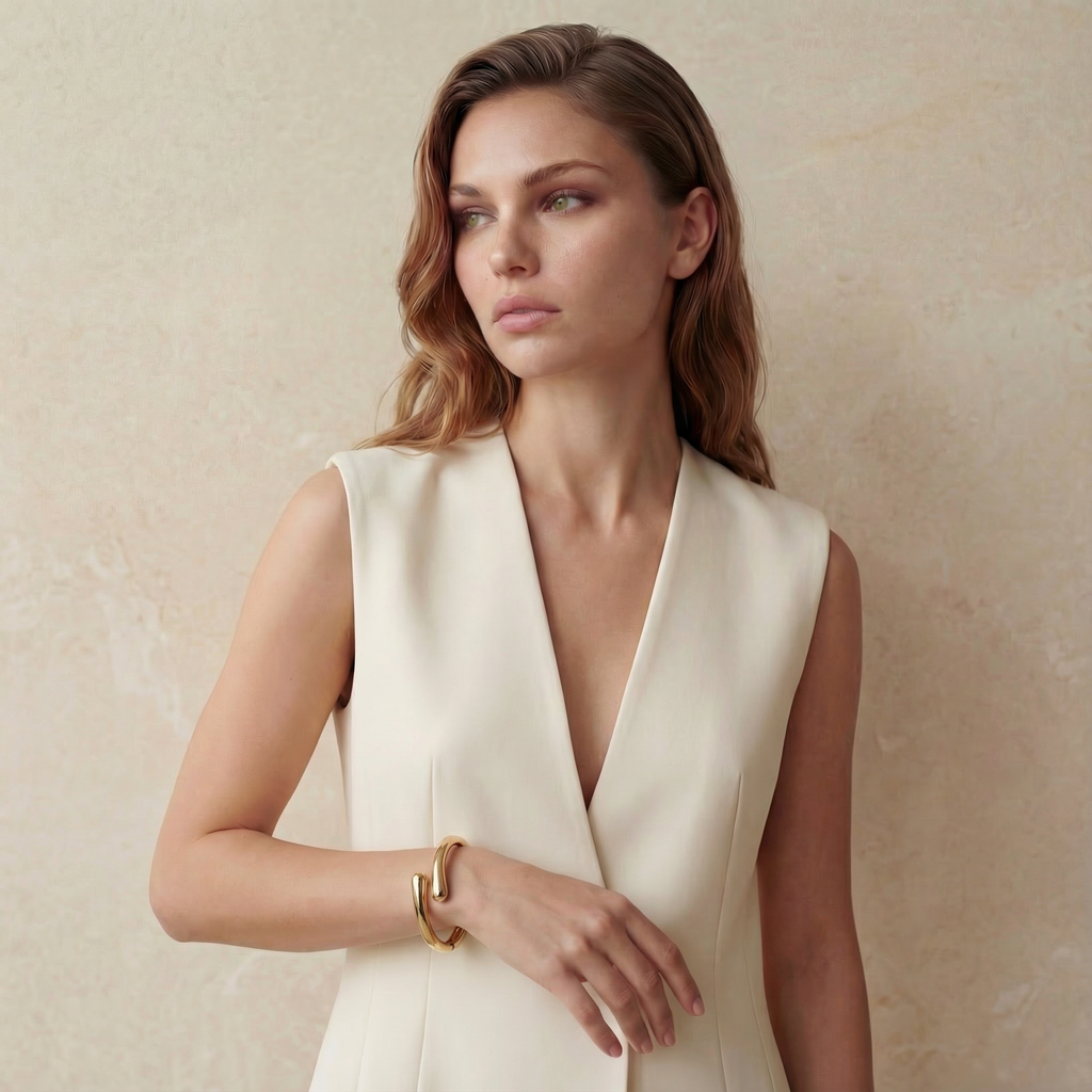 Bracciale Goccia Essenza placcato oro 18k indossato al polso