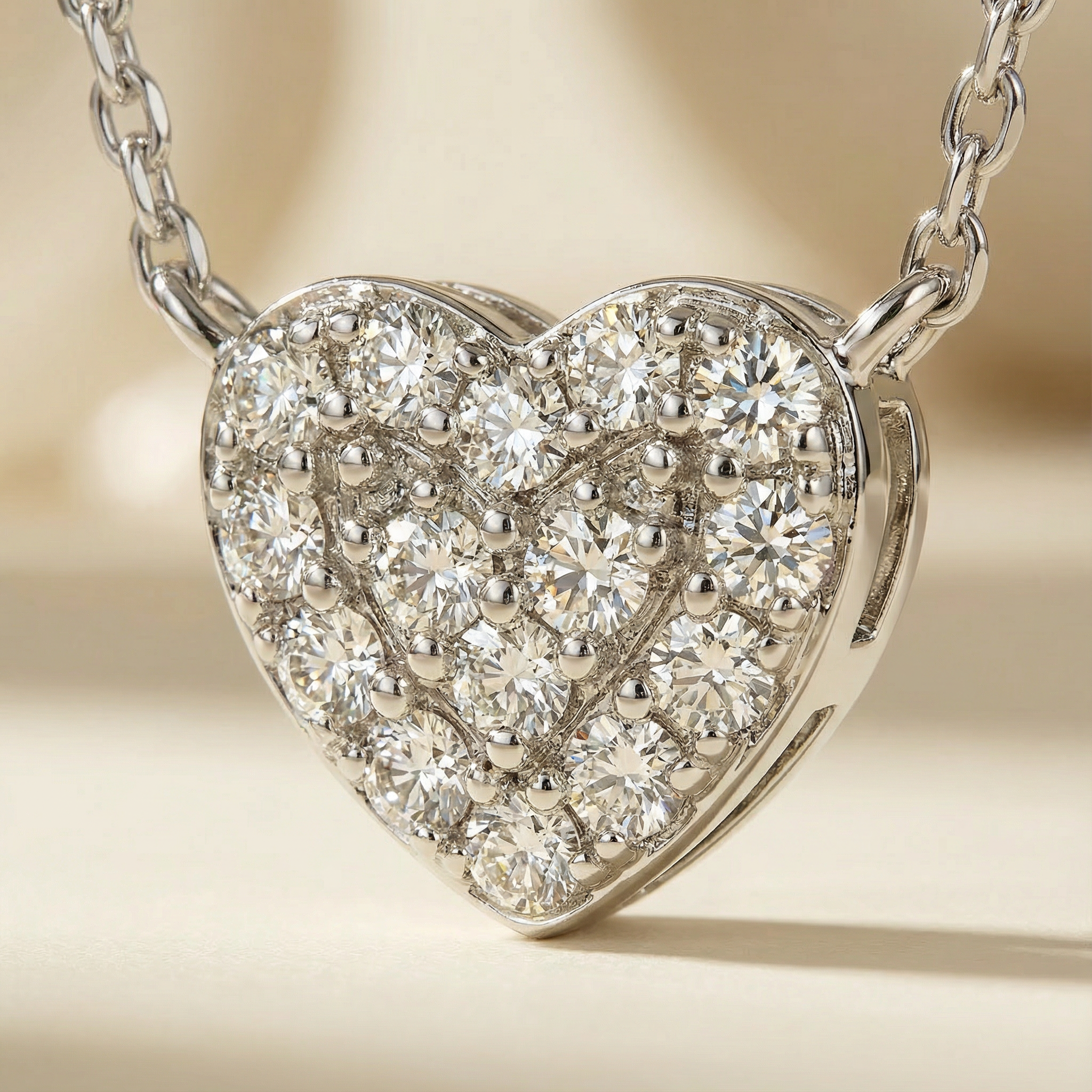 Close-up pendente Cuore Aurora placcato argento con pavé di zirconi