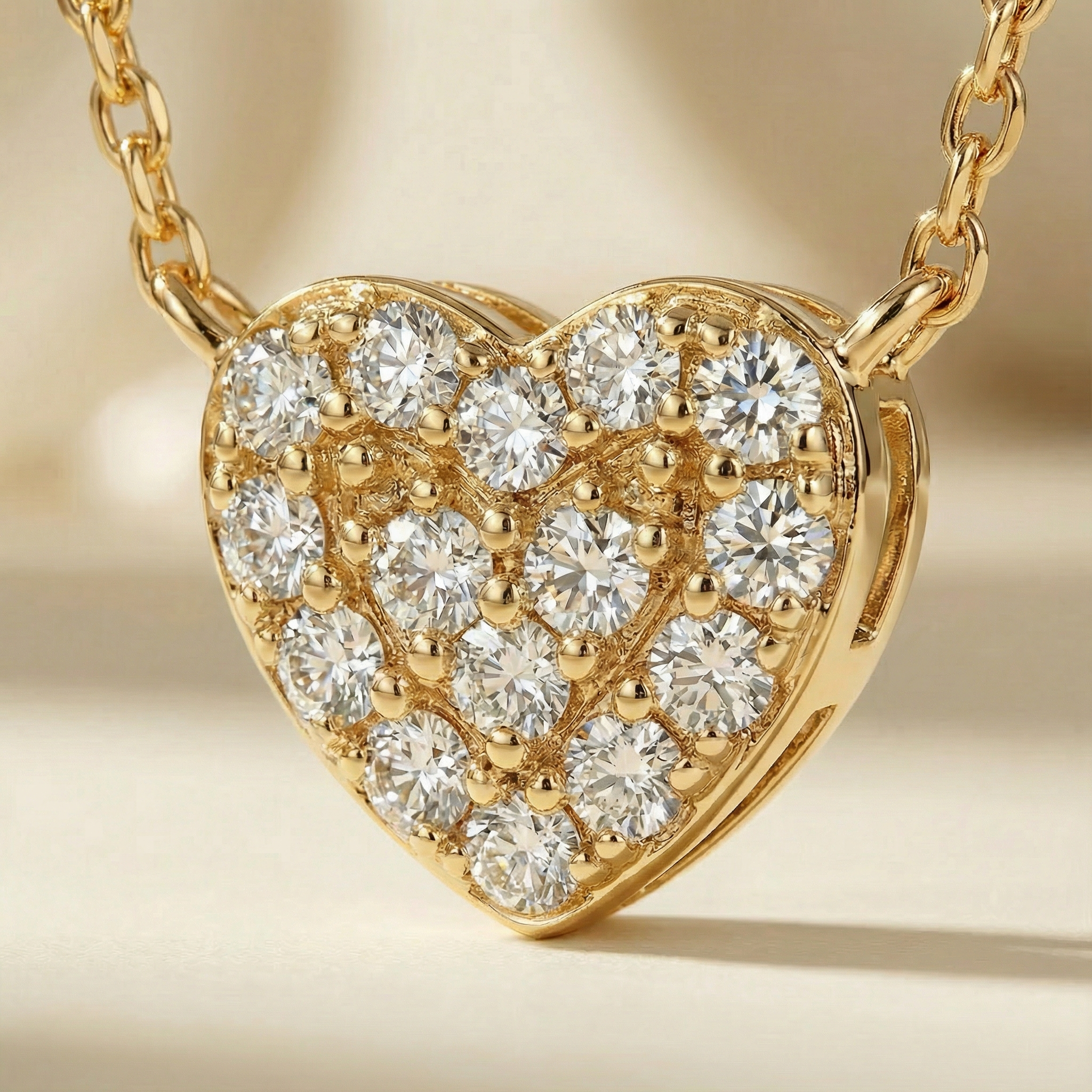 Close-up pendente Cuore Aurora placcato oro 18k con pavé di zirconi