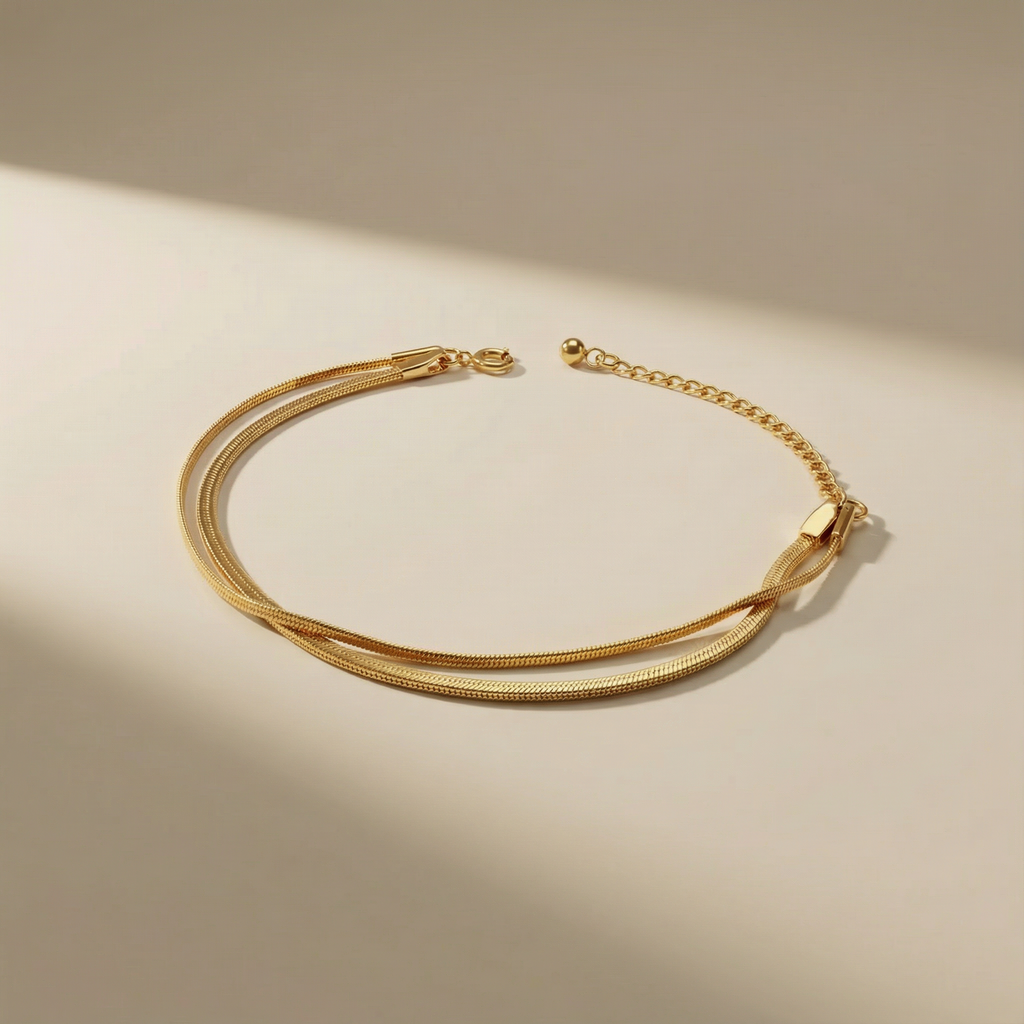Bracciale Onda Essenza placcato oro 18k con maglia serpentina a doppio filo
