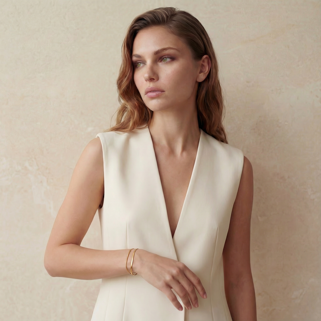 Bracciale Onda Essenza placcato oro 18k indossato al polso