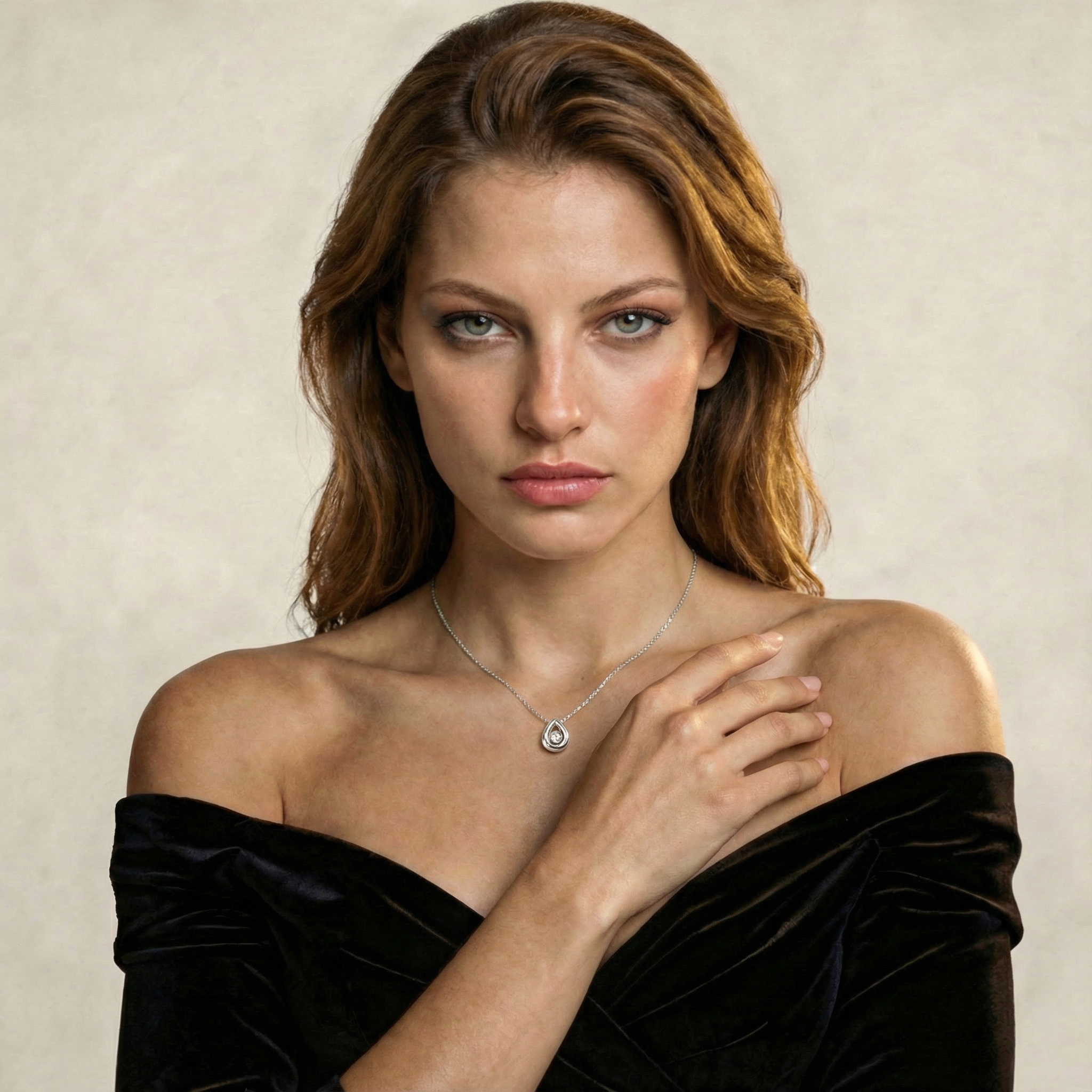 Collana Pendente Aurora placcata argento indossata con punto luce