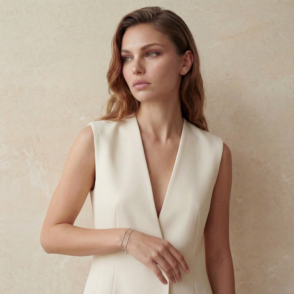 Bracciale Onda Essenza placcato argento indossato al polso