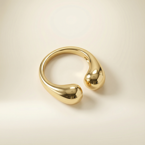 Anello Goccia Essenza placcato oro 18k dal design fluido