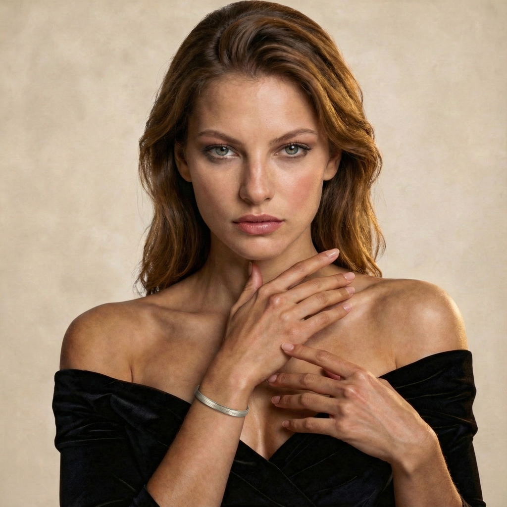 Bracciale Onda Aurora placcato argento indossato al polso