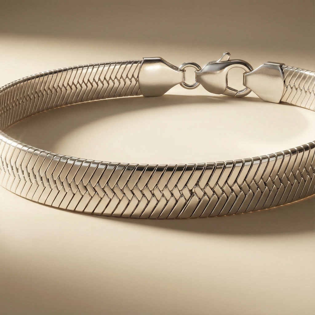 Close-up bracciale Onda Aurora placcato argento con dettaglio della maglia