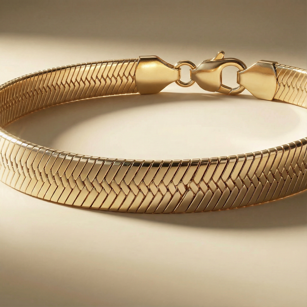 Close-up bracciale Onda Aurora placcato oro 18k con dettaglio della maglia