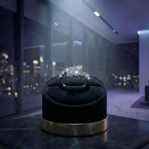 Anello in argento 925 con sequenza di zirconi taglio brillante incastonati a griffe